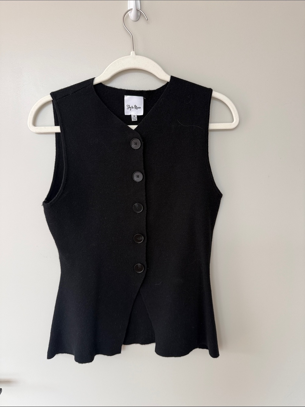 Style & Co. Black Sleeveless Button-Front Knit Tank